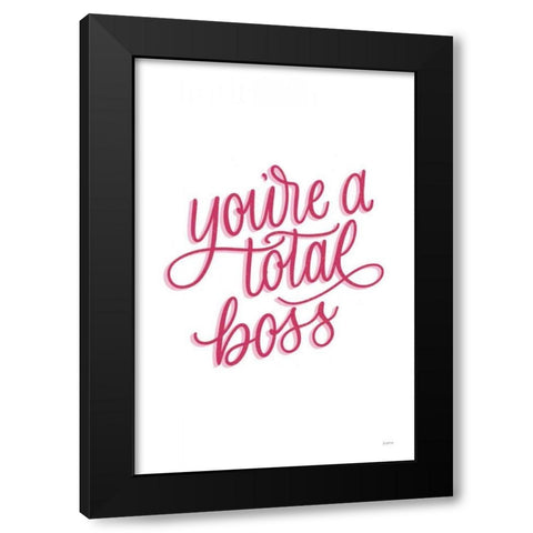 Total Boss White and Pink Black Modern Wood Framed Art Print by Thorns, Becky