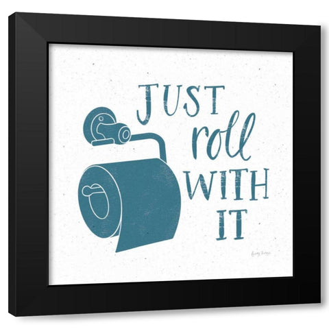 Turkish Tile Bathroom Puns V Black Modern Wood Framed Art Print with Double Matting by Thorns, Becky
