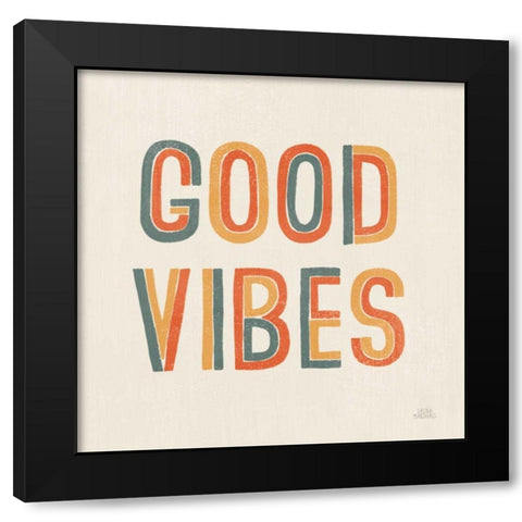 Retro Words I Black Modern Wood Framed Art Print with Double Matting by Marshall, Laura