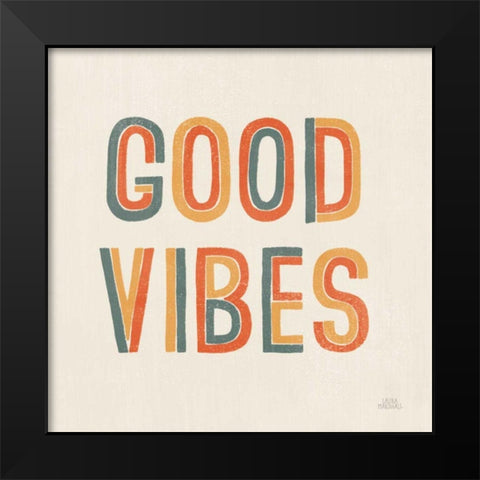 Retro Words I Black Modern Wood Framed Art Print by Marshall, Laura