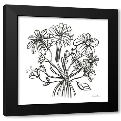 Wild Flowers Line II Black Modern Wood Framed Art Print with Double Matting by Zaman, Farida