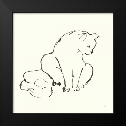 Line Kitten II Black Modern Wood Framed Art Print by Paschke, Chris