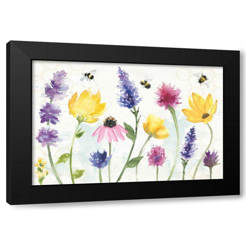 Bee Harmony I Black Modern Wood Framed Art Print by June, Dina