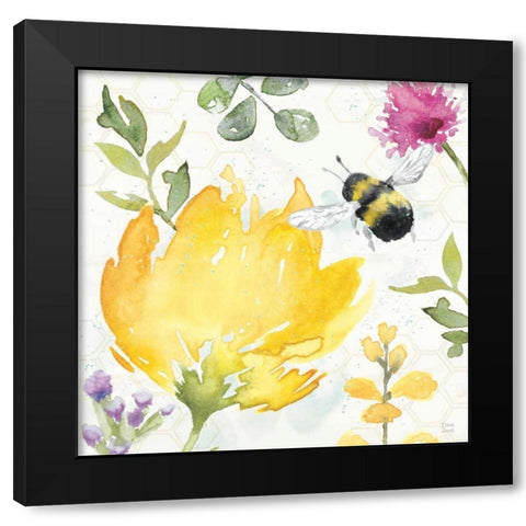 Bee Harmony II Black Modern Wood Framed Art Print by June, Dina