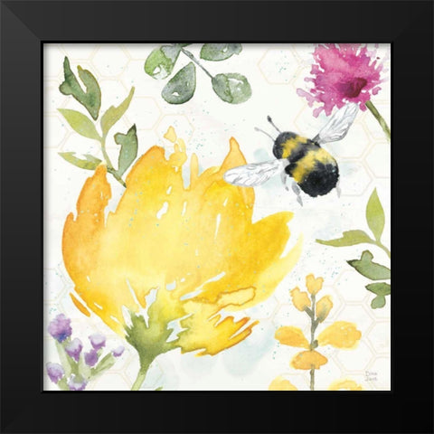 Bee Harmony II Black Modern Wood Framed Art Print by June, Dina