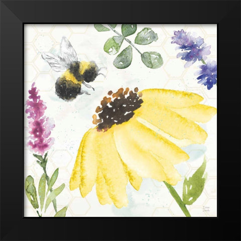 Bee Harmony III Black Modern Wood Framed Art Print by June, Dina