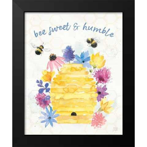 Bee Harmony IV Black Modern Wood Framed Art Print by June, Dina
