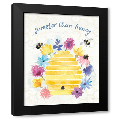 Bee Harmony V Black Modern Wood Framed Art Print with Double Matting by June, Dina
