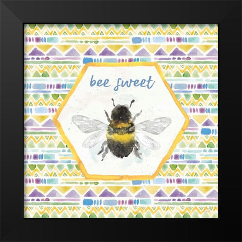 Bee Harmony VI Black Modern Wood Framed Art Print by June, Dina