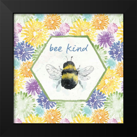 Bee Harmony VII Black Modern Wood Framed Art Print by June, Dina
