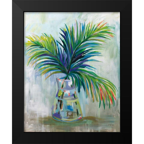 Palm Leaves I Red Black Modern Wood Framed Art Print by Vertentes, Jeanette