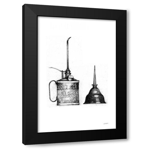 Oil Cans Black Modern Wood Framed Art Print by Schick, Mike
