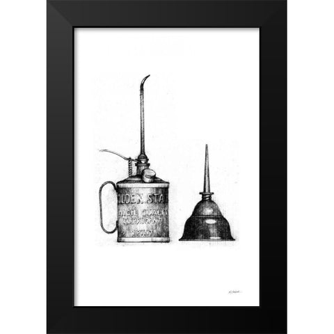 Oil Cans Black Modern Wood Framed Art Print by Schick, Mike