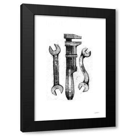 Wrenches Black Modern Wood Framed Art Print with Double Matting by Schick, Mike