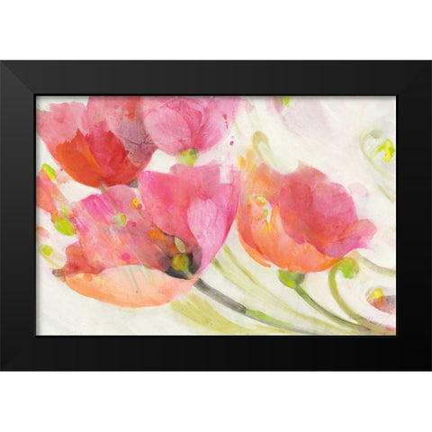 Poppies in the Breeze Black Modern Wood Framed Art Print by Hristova, Albena