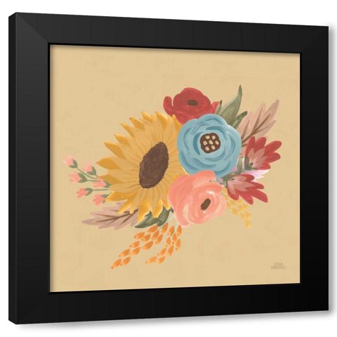 Harvest Garden Flowers I Black Modern Wood Framed Art Print by Marshall, Laura
