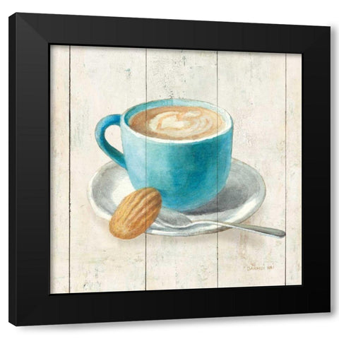 Wake Me Up Coffee I Black Modern Wood Framed Art Print with Double Matting by Nai, Danhui