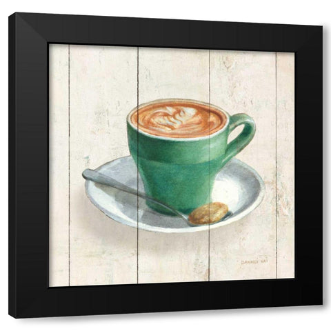 Wake Me Up Coffee II Black Modern Wood Framed Art Print with Double Matting by Nai, Danhui