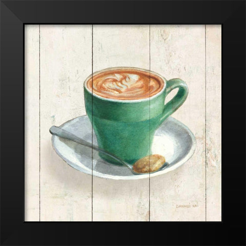 Wake Me Up Coffee II Black Modern Wood Framed Art Print by Nai, Danhui