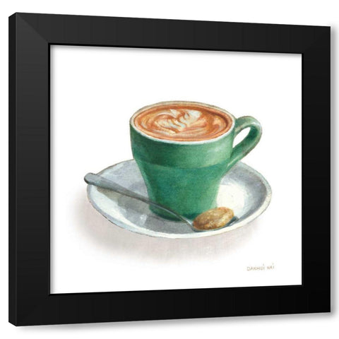 Wake Me Up Coffee II on White Black Modern Wood Framed Art Print by Nai, Danhui