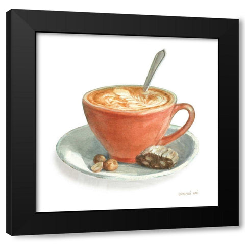 Wake Me Up Coffee III on White Black Modern Wood Framed Art Print with Double Matting by Nai, Danhui