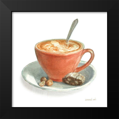 Wake Me Up Coffee III on White Black Modern Wood Framed Art Print by Nai, Danhui