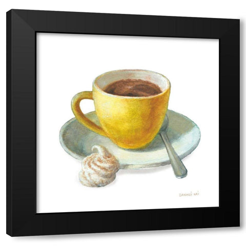 Wake Me Up Coffee IV on White Black Modern Wood Framed Art Print with Double Matting by Nai, Danhui