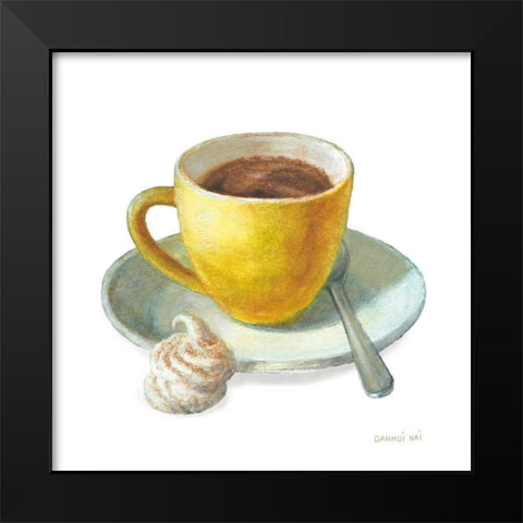 Wake Me Up Coffee IV on White Black Modern Wood Framed Art Print by Nai, Danhui