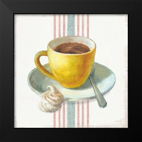 Wake Me Up Coffee IV with Stripes Black Modern Wood Framed Art Print by Nai, Danhui