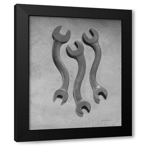 Dancing Wrenches Black Modern Wood Framed Art Print with Double Matting by Goldstein, Ed