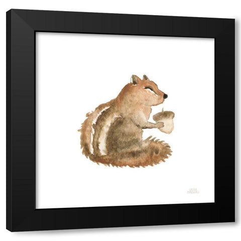 Woodland Whimsy Squirrel Black Modern Wood Framed Art Print with Double Matting by Marshall, Laura
