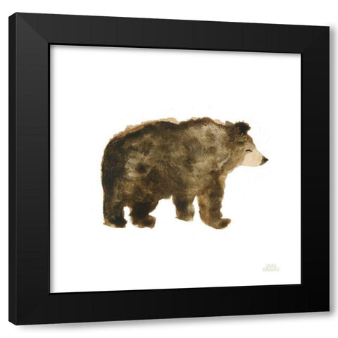 Woodland Whimsy Bear Black Modern Wood Framed Art Print by Marshall, Laura