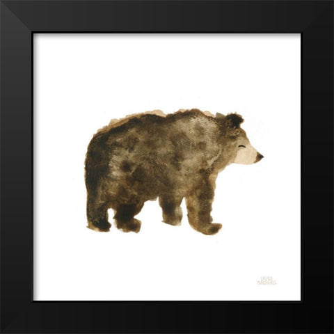 Woodland Whimsy Bear Black Modern Wood Framed Art Print by Marshall, Laura