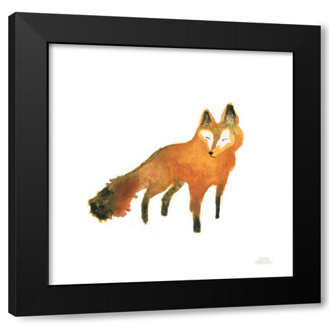 Woodland Whimsy Fox Black Modern Wood Framed Art Print with Double Matting by Marshall, Laura