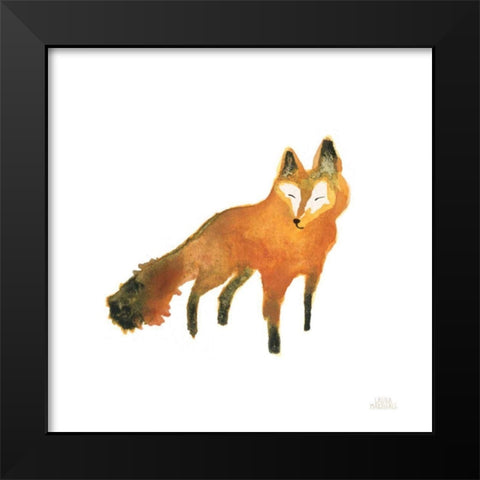 Woodland Whimsy Fox Black Modern Wood Framed Art Print by Marshall, Laura