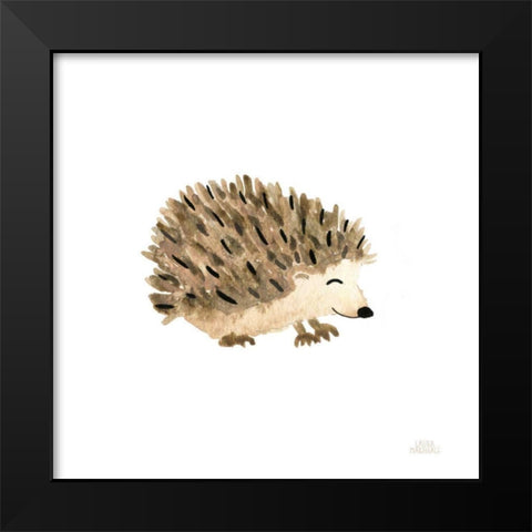 Woodland Whimsy Hedgehog Black Modern Wood Framed Art Print by Marshall, Laura