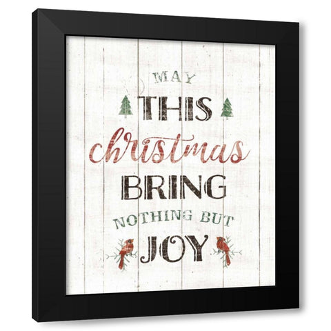 Christmas Joy Black Modern Wood Framed Art Print by Wild Apple Portfolio