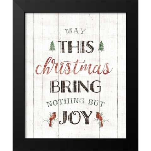 Christmas Joy Black Modern Wood Framed Art Print by Wild Apple Portfolio