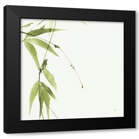 Bamboo V Green Black Modern Wood Framed Art Print with Double Matting by Paschke, Chris