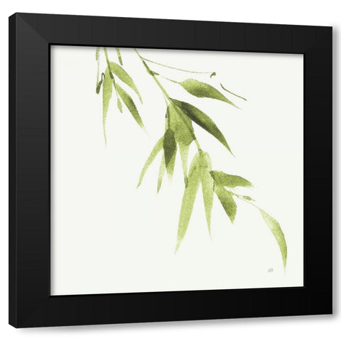 Bamboo VI Green Black Modern Wood Framed Art Print with Double Matting by Paschke, Chris