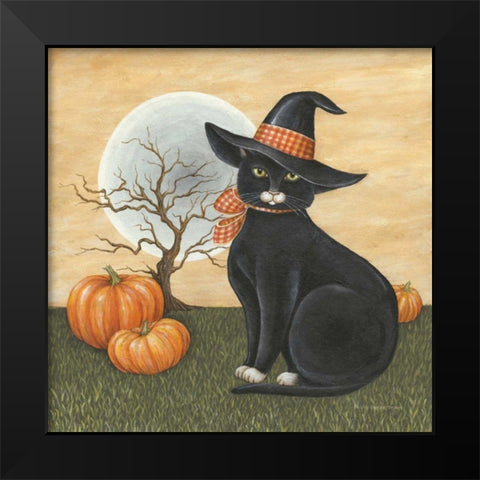 Pretty Kitty Black Modern Wood Framed Art Print by Brown, David Carter