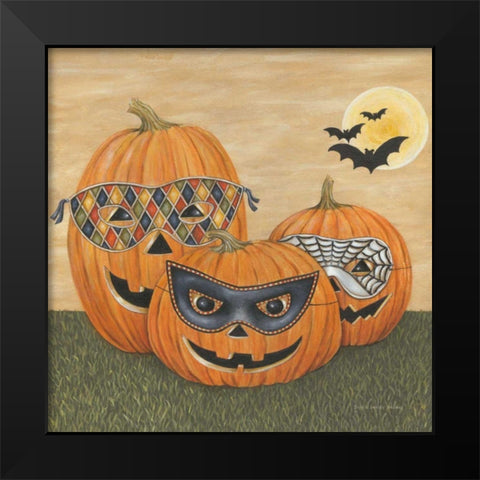 Funny Pumpkins Black Modern Wood Framed Art Print by Brown, David Carter