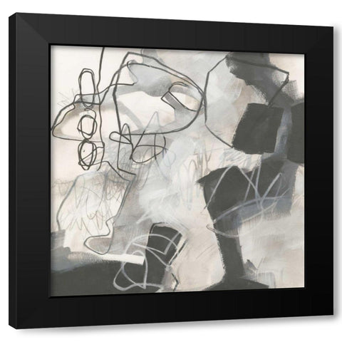 Whats Happening II Neutral Black Modern Wood Framed Art Print with Double Matting by Davies, Jane