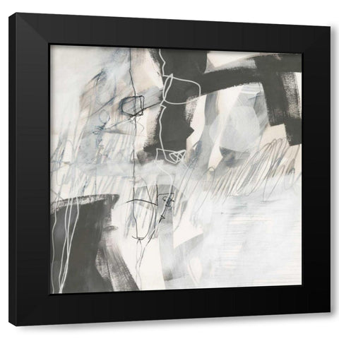 Whats Happening V Neutral Black Modern Wood Framed Art Print with Double Matting by Davies, Jane