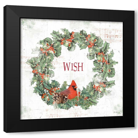 Wooded Holiday IV Wish Black Modern Wood Framed Art Print by Pertiet, Katie