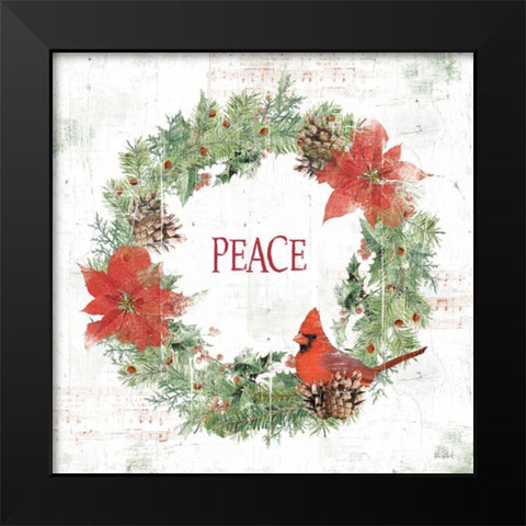 Wooded Holiday V Peace Black Modern Wood Framed Art Print by Pertiet, Katie