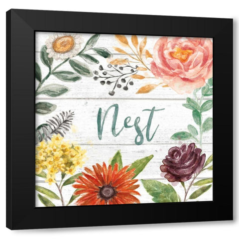 Flower Fest III Black Modern Wood Framed Art Print with Double Matting by Urban, Mary