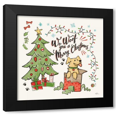 Winter Wooferland VI Black Modern Wood Framed Art Print with Double Matting by Penner, Janelle