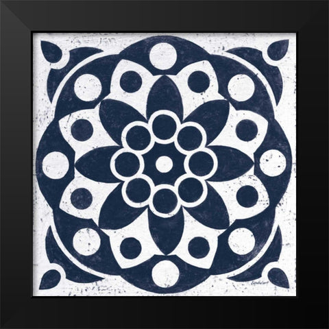 Blue and White Tile II Black Modern Wood Framed Art Print by Lovell, Kathrine