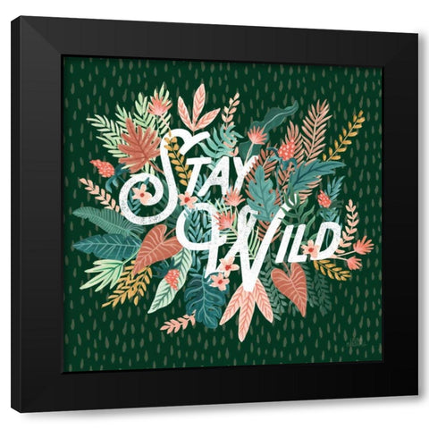 Jungle Hangout V No Sloth Emerald Green Black Modern Wood Framed Art Print by Marshall, Laura